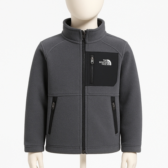 North Face Jacket Dark Gray Sz 7/8 Breast Pocket - Picture 6 of 6